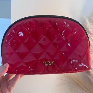 Victoria's Secret Glossy Red Quilted Cosmetic Case